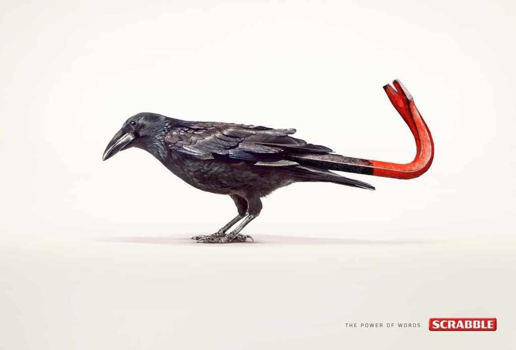 Publicité Scrabble - The Power of Words - Le pouvoir des mots - Agence Twiga - Ukraine - 2014 - Crow - Bar