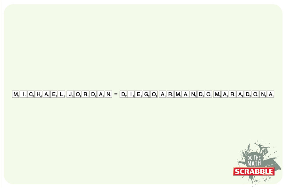 Publicité Scrabble - Do the match - Agence JWT - Chili - Michaël Jordan V/S Diego Armando Maradona