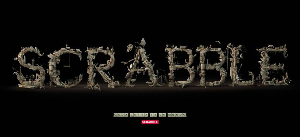 Publicité Scrabble — Chaque lettre est un monde — Lettres sculptées — Agence DDB - Chili - 2011 - Scrabble