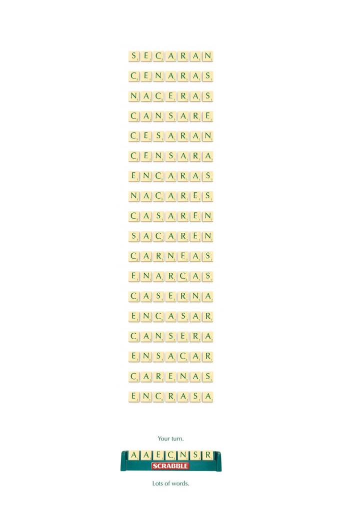Publicité Scrabble - Lots of Words - You turn - Ogilvy - Mexique - 2011 - AAECNSR -20 mots possibles