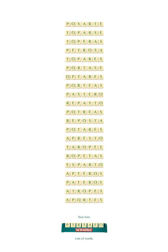 Publicité Scrabble - Lots of Words - You turn - Ogilvy - Mexique - 2011 - PTRSAOE -20 mots possibles