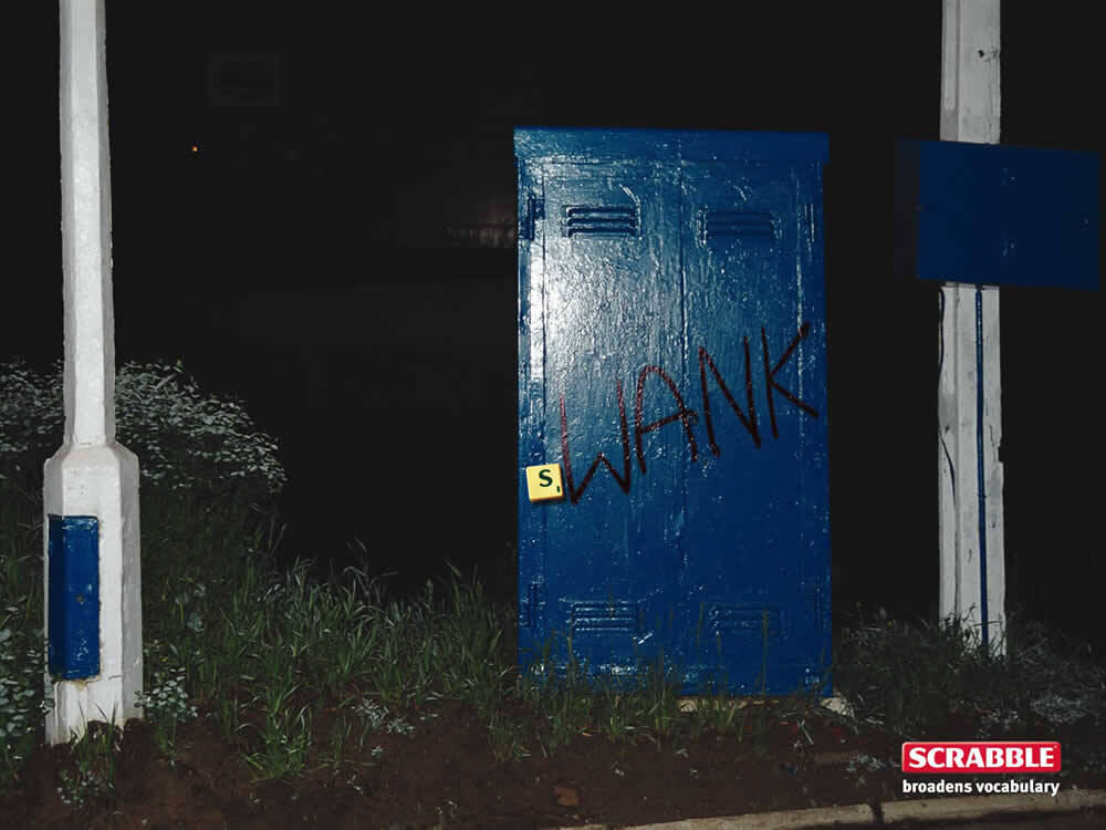 Publicité Scrabble - Broadens vocabulary - Élargis ton vocabulaire - Agence 77 - Pologne - Wank - Swank