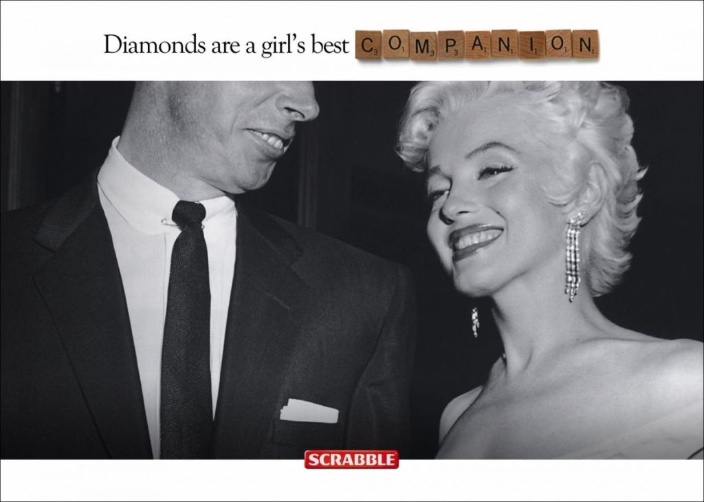 Publicité Scrabble - Meilleur mot - Diamond's are a girl's best (friend) companion - Marilyn Monroe - Agence Ogilvy Costa Rica - 2012