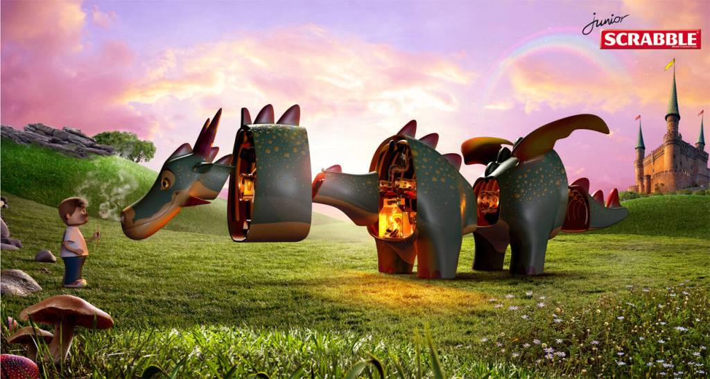 Publicité Scrabble - Mélanges - Agence JWT - Chili - 2010 - Dragon - Dragon dont les parties sont mélangées
