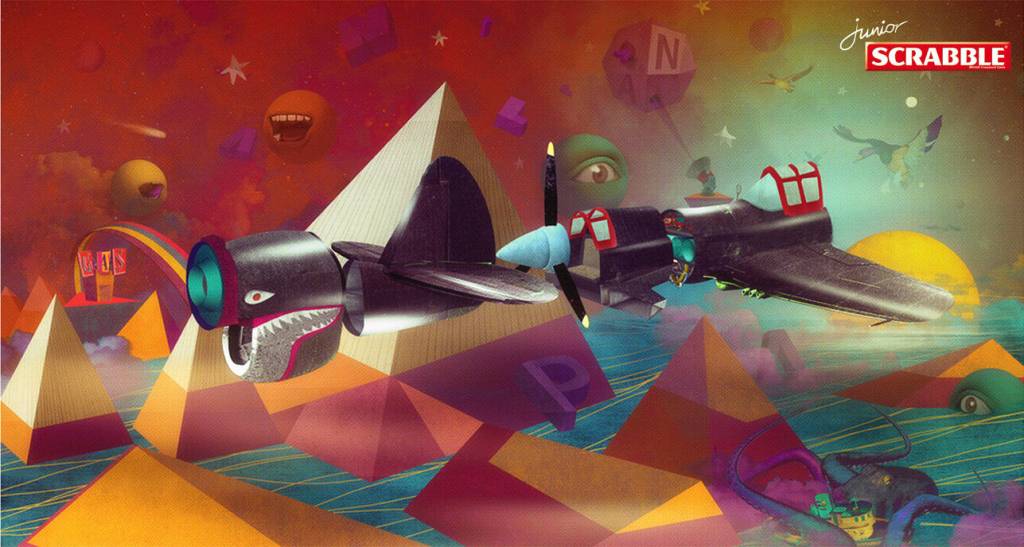 Publicité Scrabble - Mélanges - Agence JWT - Chili - 2010 - Plane - Avion dont les parties sont mélangées