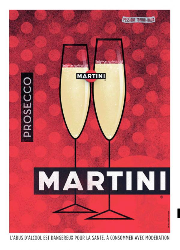 Publicité Martini - Pessione-Torino-Italia - Illustrations - Prosecco - Deux flûtes à champagne - Agence Opperman Weiss - 2014
