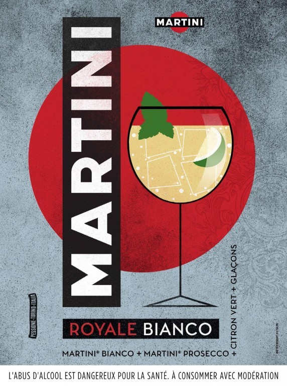 Publicité Martini - Pessione-Torino-Italia - Illustrations - Royale Bianco - Verre ballon avec menthe et citron vert - Opperman Weiss - 2014