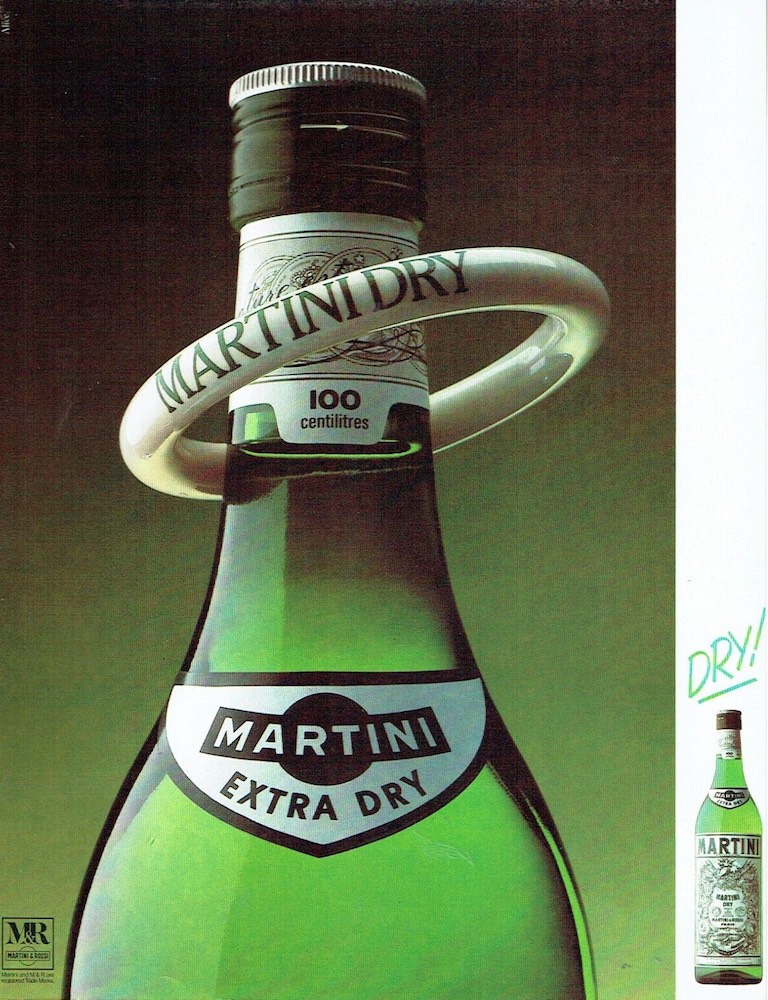 Publicité Martini - Cerceau autour du goulot d'une bouteille de Martini - Dry - 1979