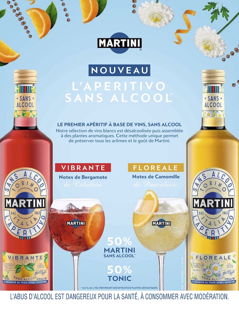 Publicité Martini - Gamme aperitivo sans alcool - Vibrante et floreale - Composition centrée - 2021