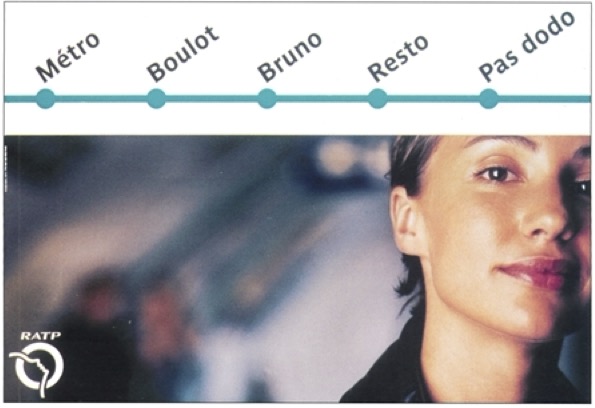 Affiches RATP - Les lignes de vie - Portrait femme - Métro Boulot Bruno Resto Pas dodod