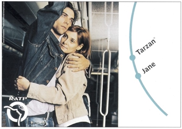 Affiches RATP - Les lignes de vie - Femme contre son homme - Tarzan Jane