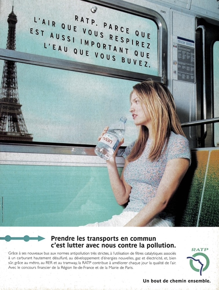 Publicité RATP - Les lignes de vie - Parce que l'air que vous respirez est aussi important que l'eau que vous buvez - Référence publicité Évian