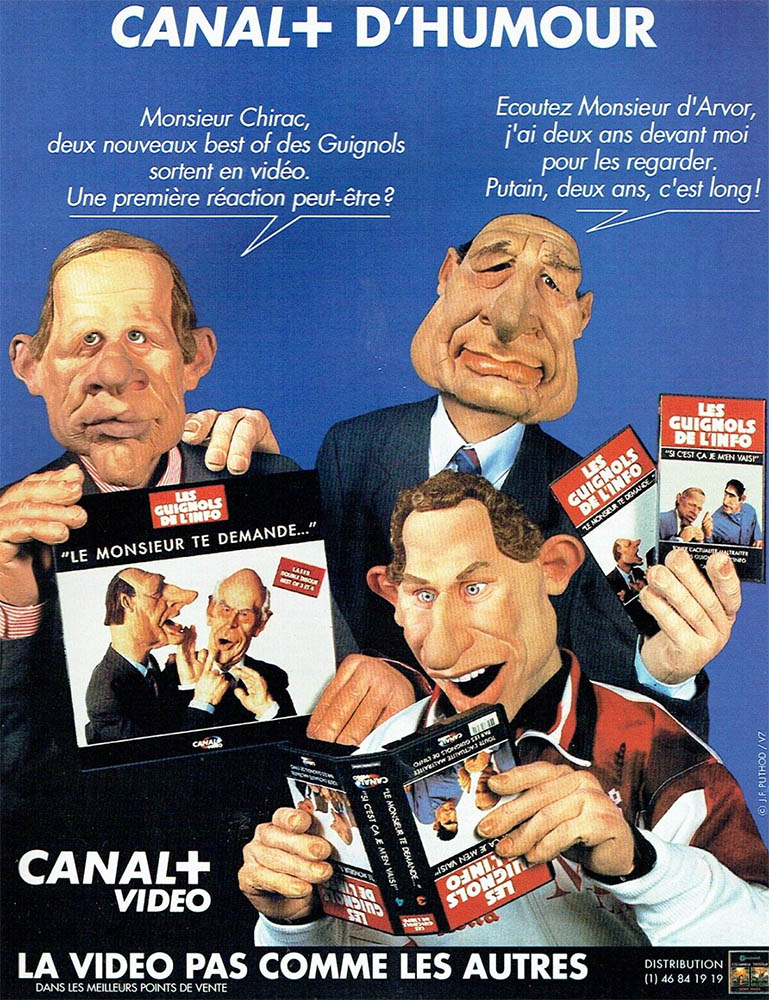 Publicité Canal+ - La télé pas comme les autres - Canal+ d'humour - K7 vidéo Guignols - Agence HDM - 1988