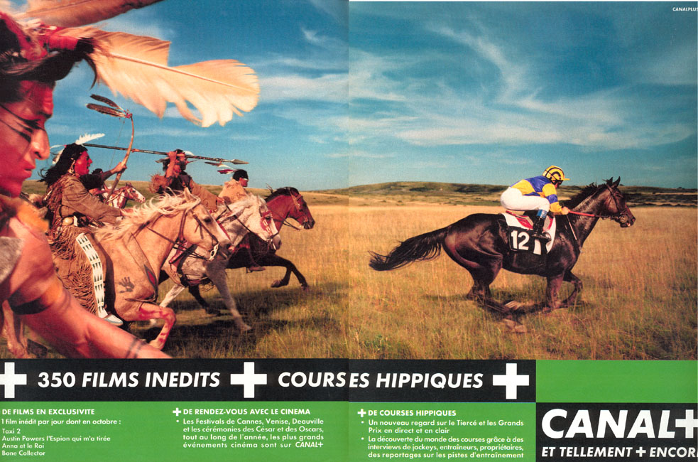 Publicité Canal+ - Et tellement plus encore - 350 Films + Courses hippiques - Jockey poursuivi par des indiens - Euro RSCG - 2000