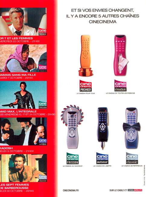 Publicité Canal Satellite - Ciné Cinéma - Télécommandes customisées