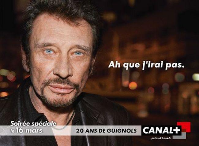 Publicité Canal + - 20 ans des Guignols - Soirée spéciale 16 mars - Johnny Hallyday - Ah que j'irai pas - Euro RSCG - 2009