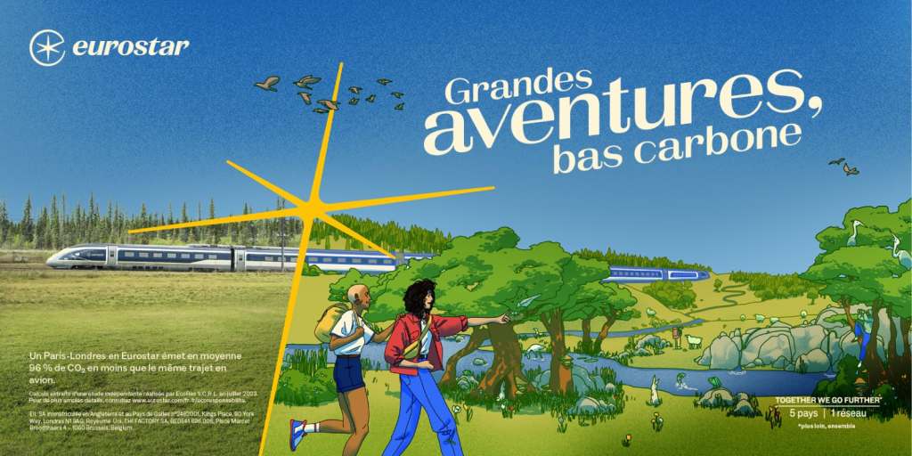 Publicité Eurostar - Grandes aventures, bas carbone - Illustrations - RSE - Développement durable - 2023