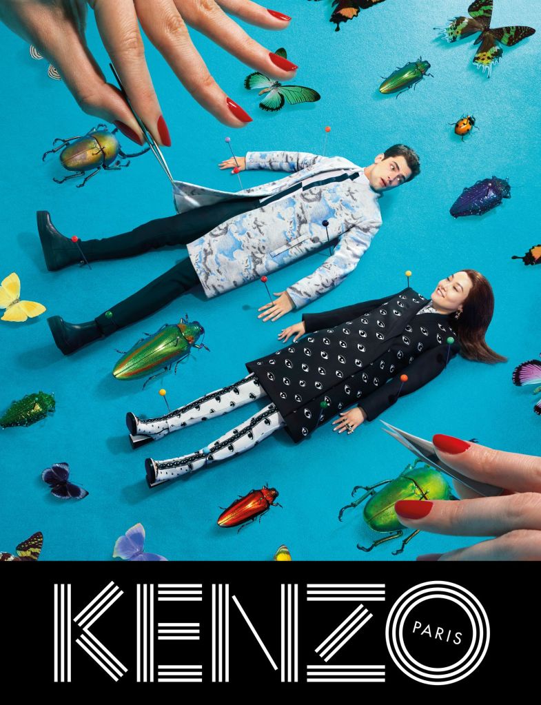 Publicité Kenzo - Collection Automne-Hiver 2013 - Art contemporain - Couple épinglé comme des insectes