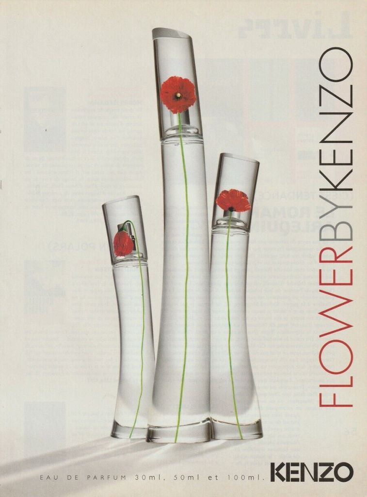 Publicité Kenzo - Flower by Kenzo - 3 flacons - 30 ml, 50 ml et 100 ml 