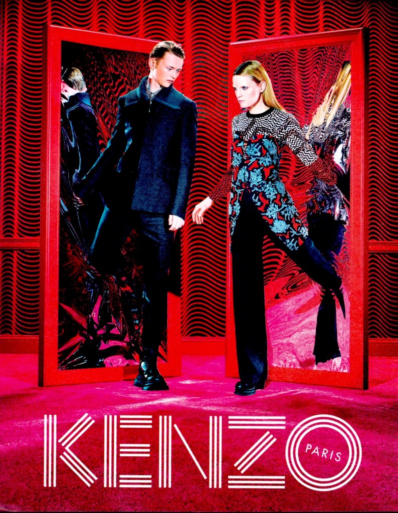 Publicité Kenzo - Prêt à porter - Couple semble sortir de deux miroirs - Surréalisme - 2014 