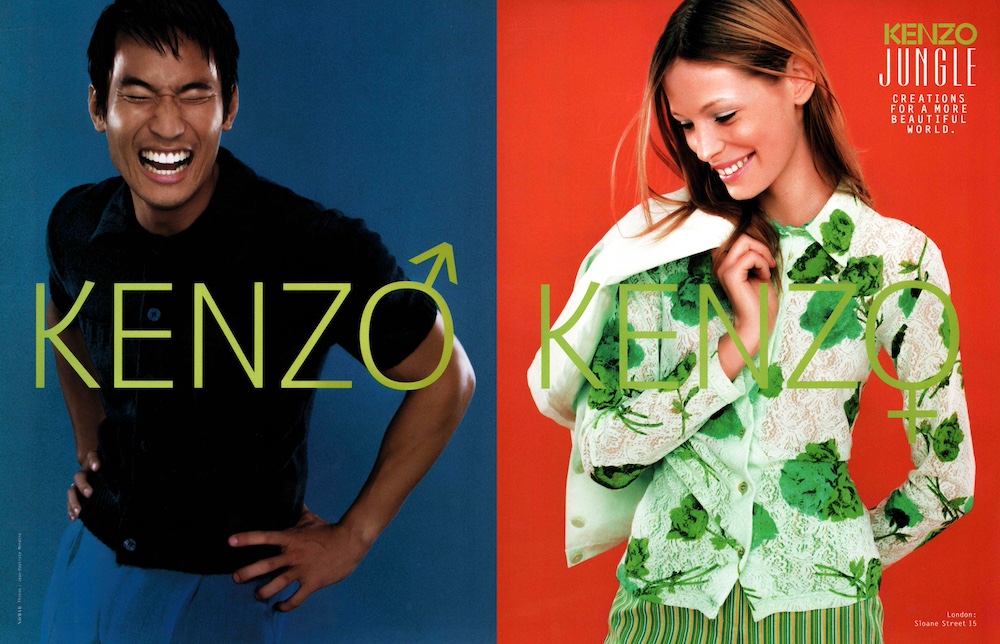 Publicité Kenzo - Prêt à porter - Kenzo Jungle - Homme et femme en vis à vis - 1995