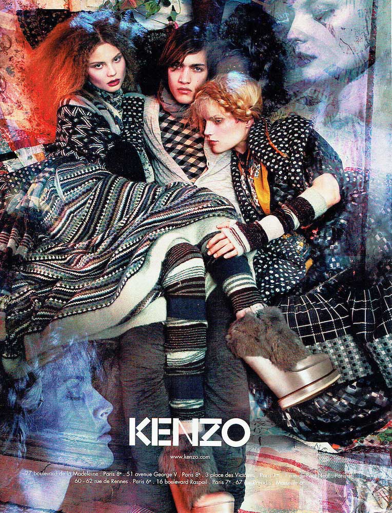 Publicité Kenzo - Prêt à porter - 2009 - Homme et deux femmes - Effets surimpression