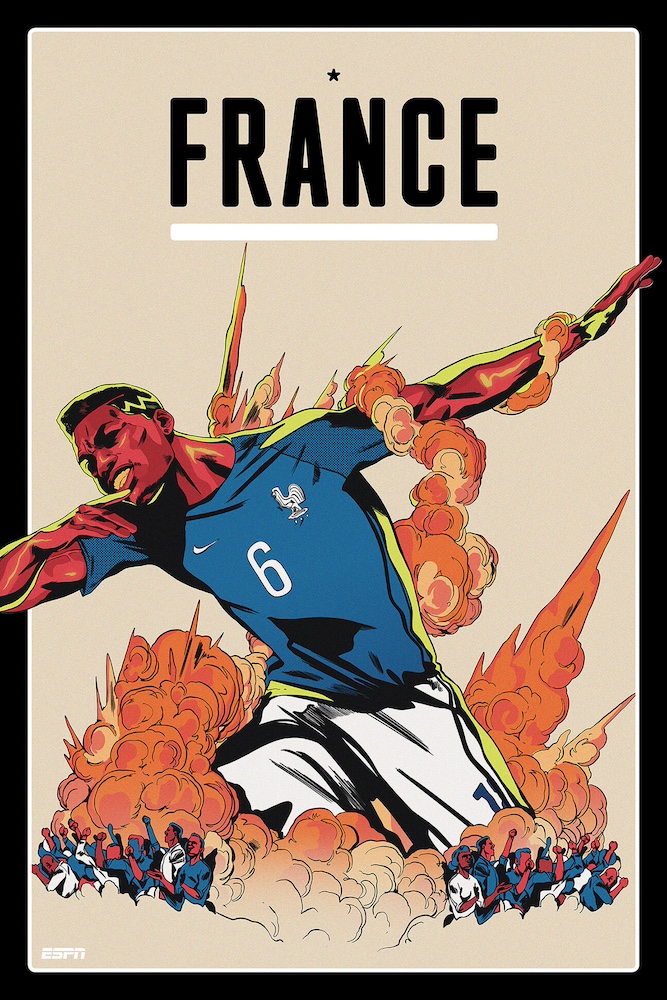 Affiche ESPN - Coupe du Monde 2018 - Russie - France - Pogba - 2018