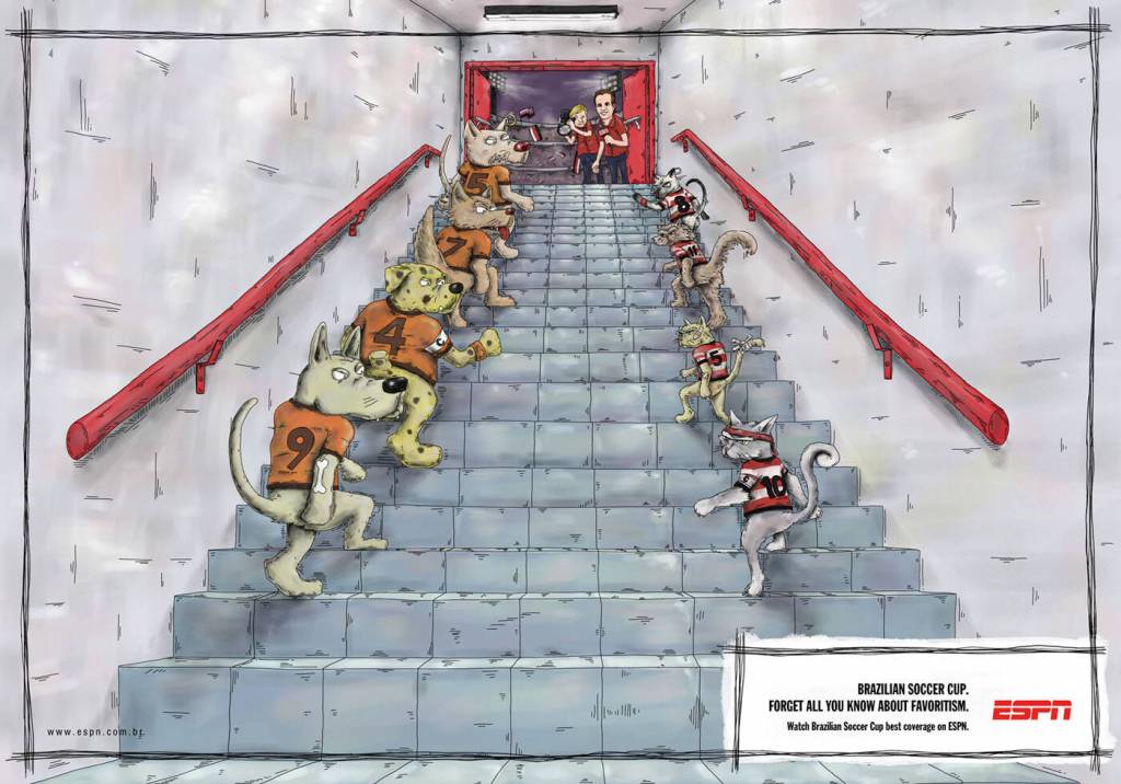 Publicité ESPN - Forget all you know about favoritism - Brazilian Soccer cup - Animals - Chiens VS Chats - Agence Neogama/BBH - 2009