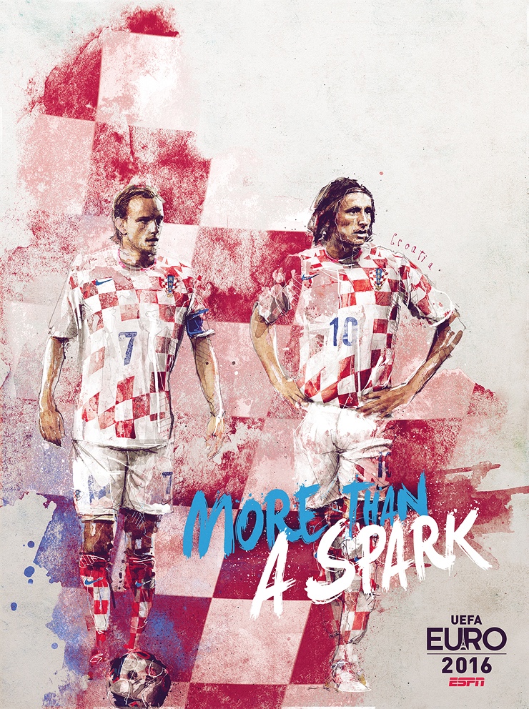 Affiche ESPN - Euro 2016 France - More Than - Croatie - More than a spark - Modric - Rakitic