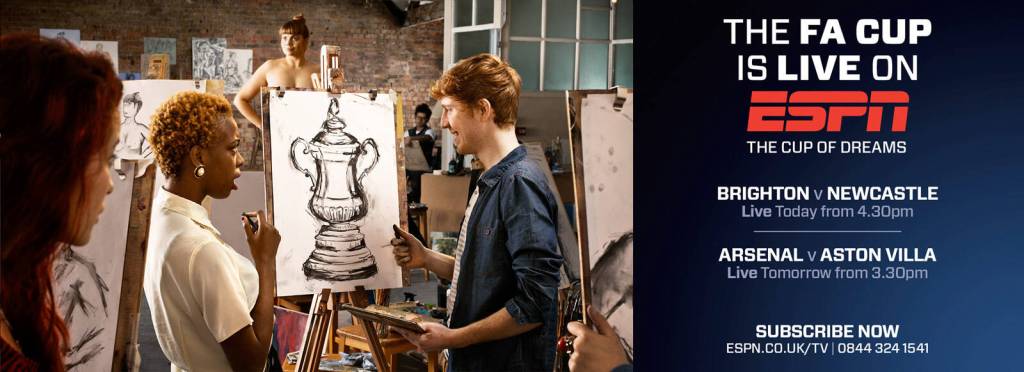 Affiche ESPN - FA Cup - The Cup of dreams - The FA Cup is live on ESPM - Coupe - Dessin - BDA Creative - 2012