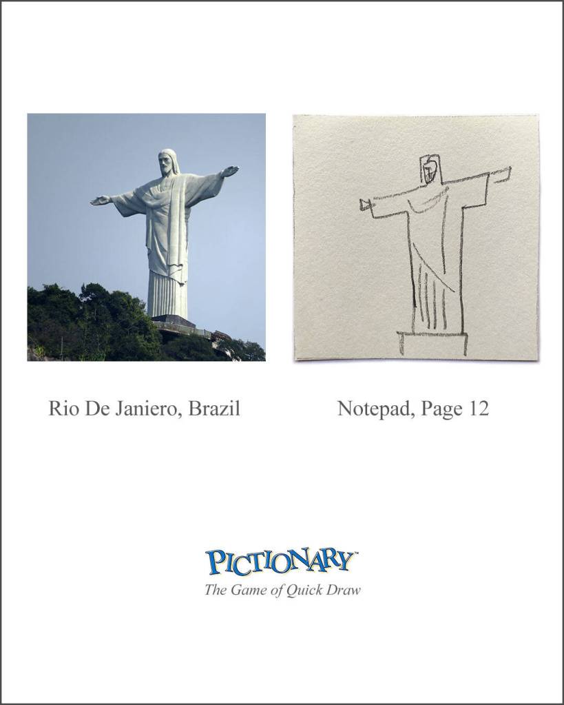 Publicité Pictionary - The game of quick draw - Corcovado - Rio de Janeiro, Brazil - Notepad, page 12 - Institute of applied art - 2021  