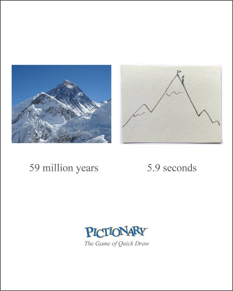 Publicité Pictionary - The game of quick draw - Everest - 59 million years - 5,9 seconds - Institute of applied art - 2021  