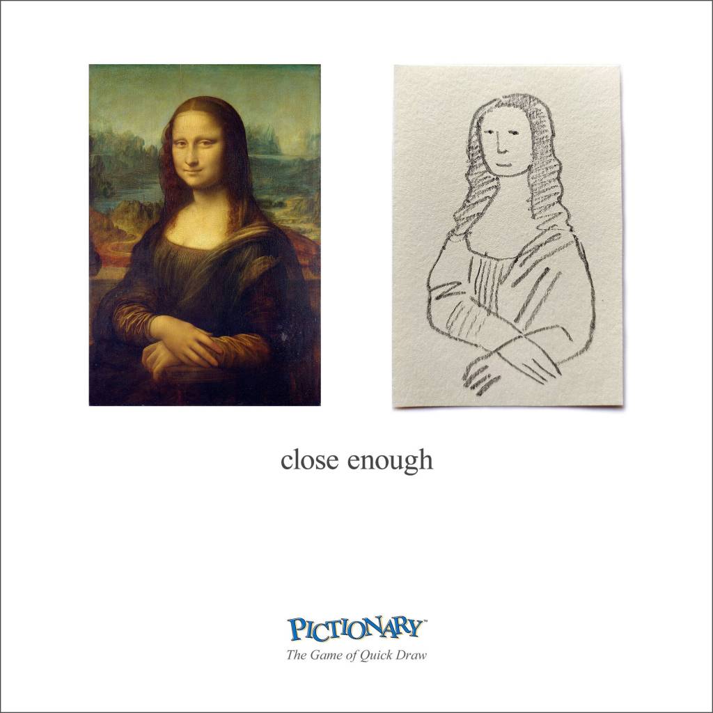 Publicité Pictionary - The game of quick draw - La Joconde - De Vinci - Close enough - Institute of applied art - 2021  