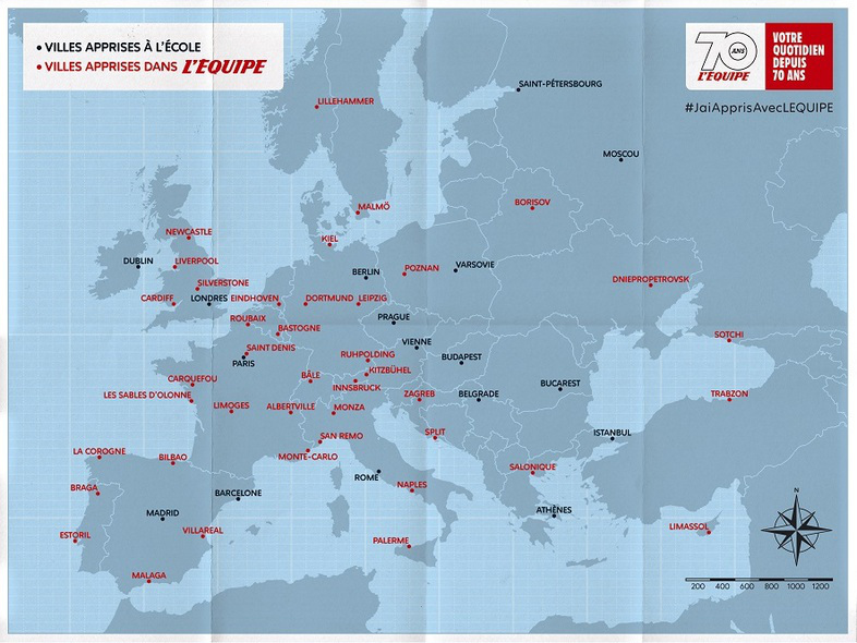 Publicité l'Équipe - 70 ans - J'ai appris avec l'Équipe - Villes - DDB - 2016