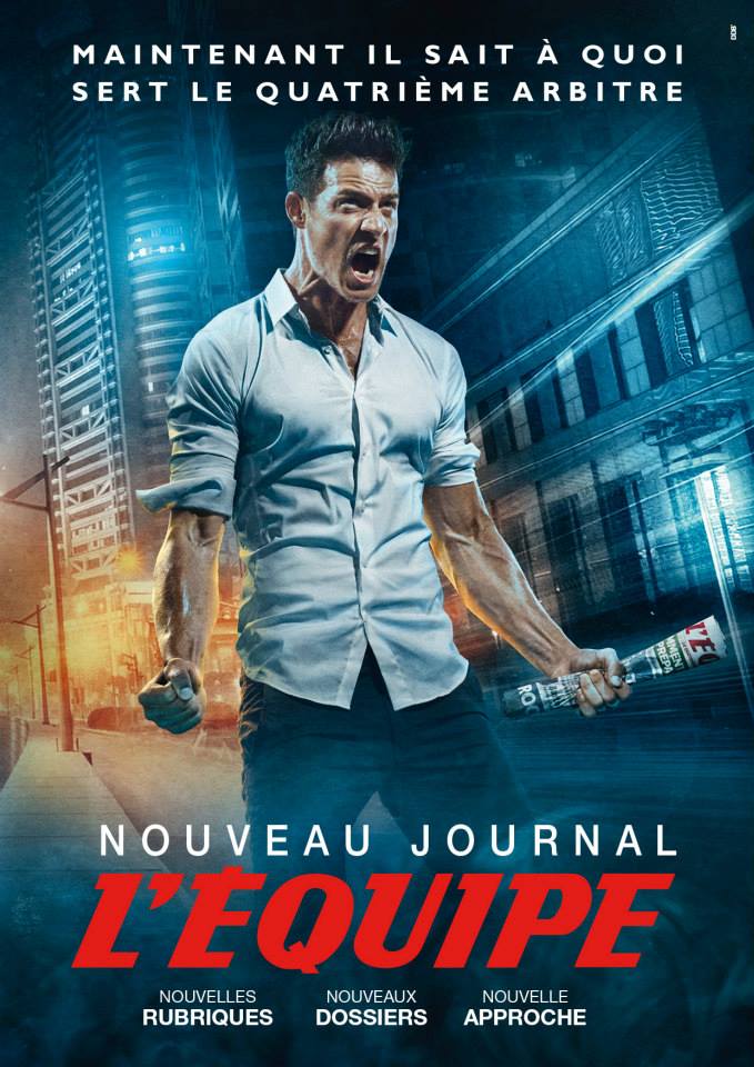 Publicité l'Équipe - Nouveau journal - Super-héros - Maintenant il sait à quoi sert le quatrième arbitre - Affichage - DDB - 2013