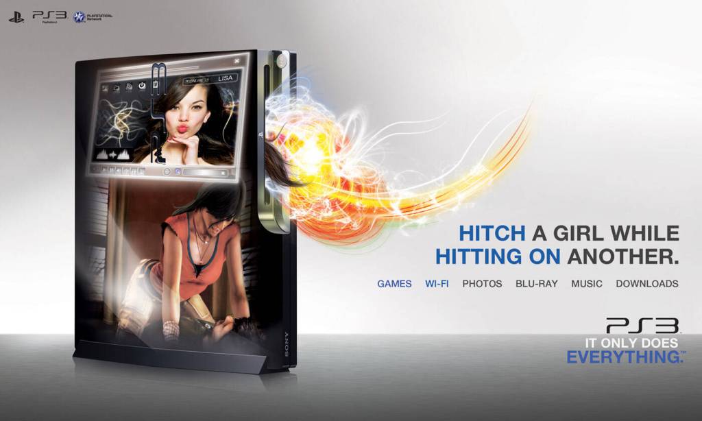 Publicité Playstation - PS3 - It only does everything - Hitch a girl while hitting on another - Une femme à califourchon sur un homme - Agence Diagonal - Mexique - 2009