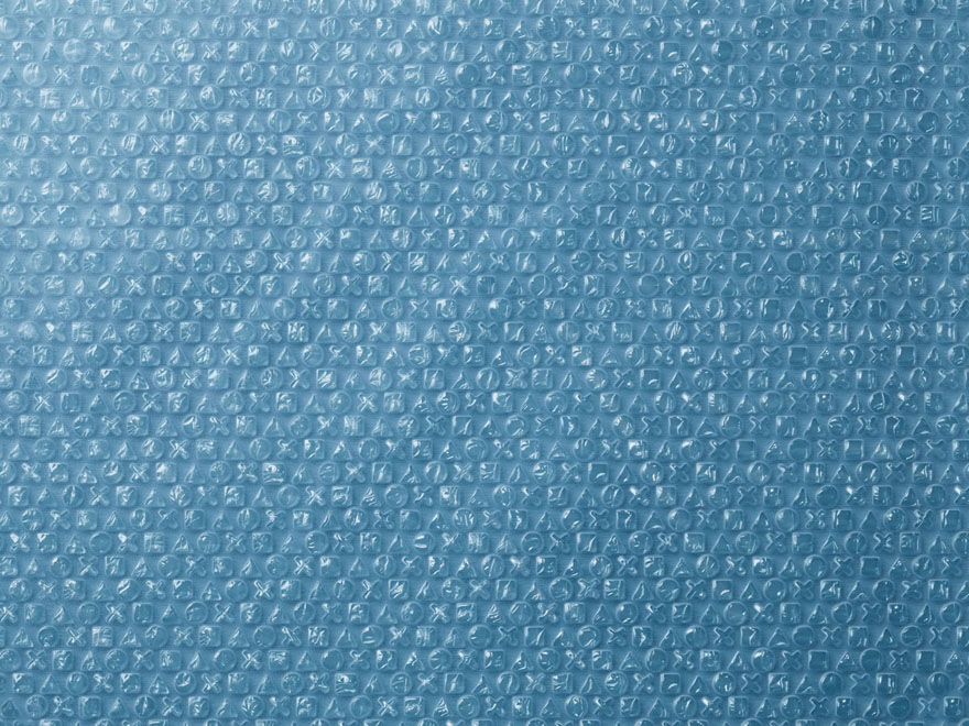 Publicité Playstation - Des bulles d'emballage reprenant les pictogrammes de la célèbre console