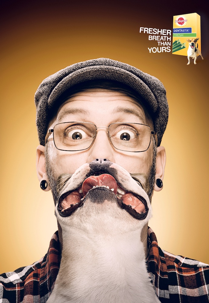 Publicité Pedigree - Dentastix - Fresher breath than yours - La bouche du chien remplace celle de son maître à casquette - Agence BBDO - Allemagne - 2014