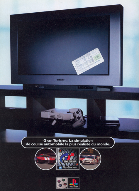 Publicité Playstation - Jeux Vidéo - Gran Turismo - Un téléviseur avec une contravention