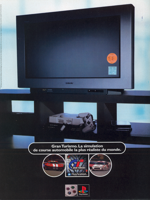 Publicité Playstation - Jeux Vidéo - Gran Turismo - Un téléviseur avec une vignette