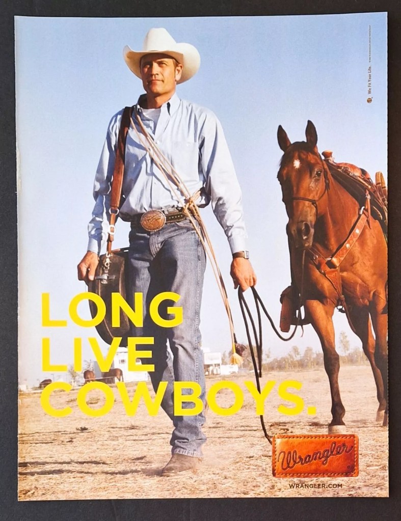 Publicité Wrangler - Jeans - Long Live cowboys - Un cow-boy marche suivi de son cheval - USA - 2010