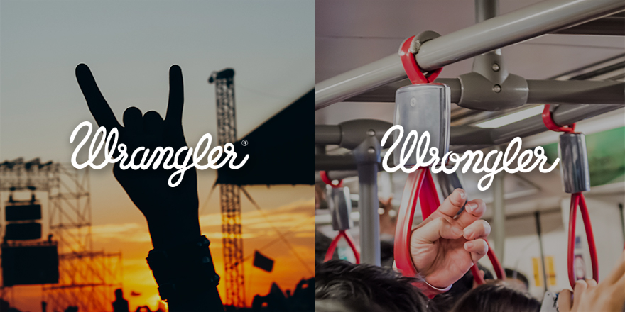 Publicité Wrangler - Wrangler VS Wrongler - Wrangler : Une main faisant le signe des hard-rockers dans un concert - Wrongler - Une main accrochée à une poignée dans un bus - Agence We Are Pi - Pays-Bas