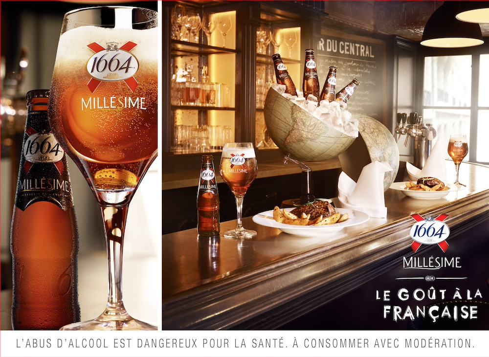 Publicité 1664- Le goût à la française - Millésime - Corse - Comptoir de bar - Bière dans globe terrestre - Agence Fred&Farid - 2013-2014 - 320x240