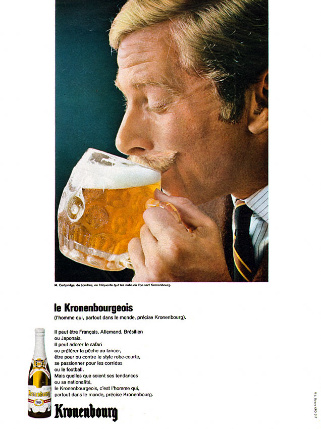 Publicité 1664 - Kronenbourg - 1664 - Le kronenbourgeois - Un anglais moustachu boit une bière- 1966