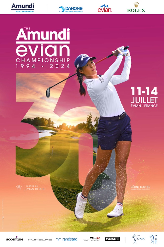 Publicité evian - The Amundi evian Champion ship - Golf Féminin - Édtion des 30 ans - 2024