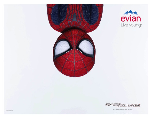 Publicité evian - The Amazing Spiderman - Baby Spiderman la tête en bas - Agence BETC - 2014