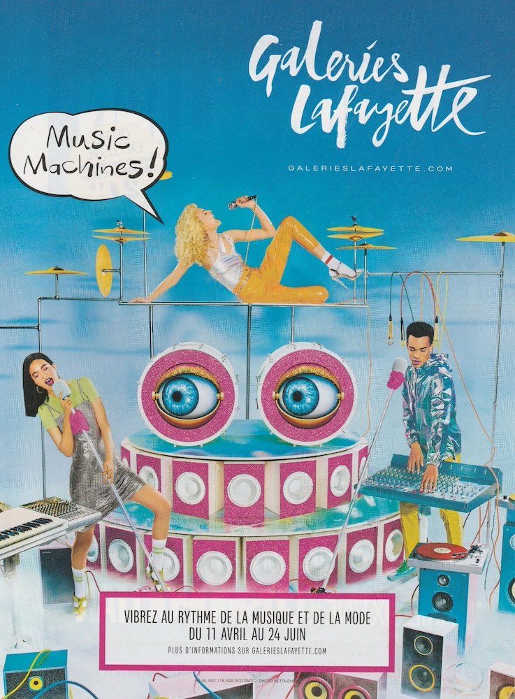 Publicité Galeries Lafayette - Music machines - Vivez au rythme de la musique et de la mode - Concert dans une approche futuriste - 2018
