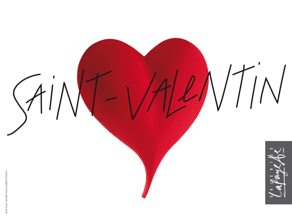 Publicité Galeries Lafayette - Saint-Valentin - Un énorme coeur rouge - Agence Aubert Storch associés - Jean Paul Goude - 2012