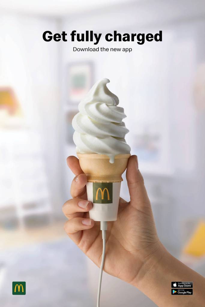 Publicité McDonald's - Application - Get fully charged — Une glace branchée — Agence TBWA\ANG - Malte - 2019
