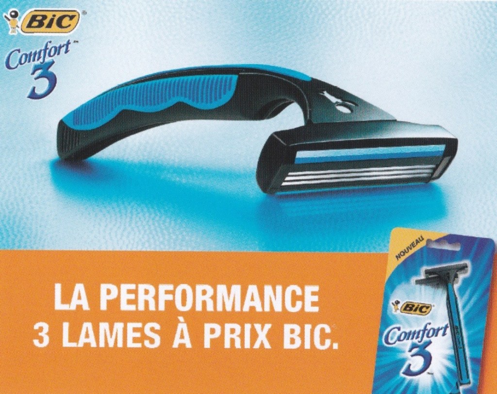 Publicité Bic - Rasoir - Bic Comfort 3 - La performance 3 lames à prix Bic - 2004